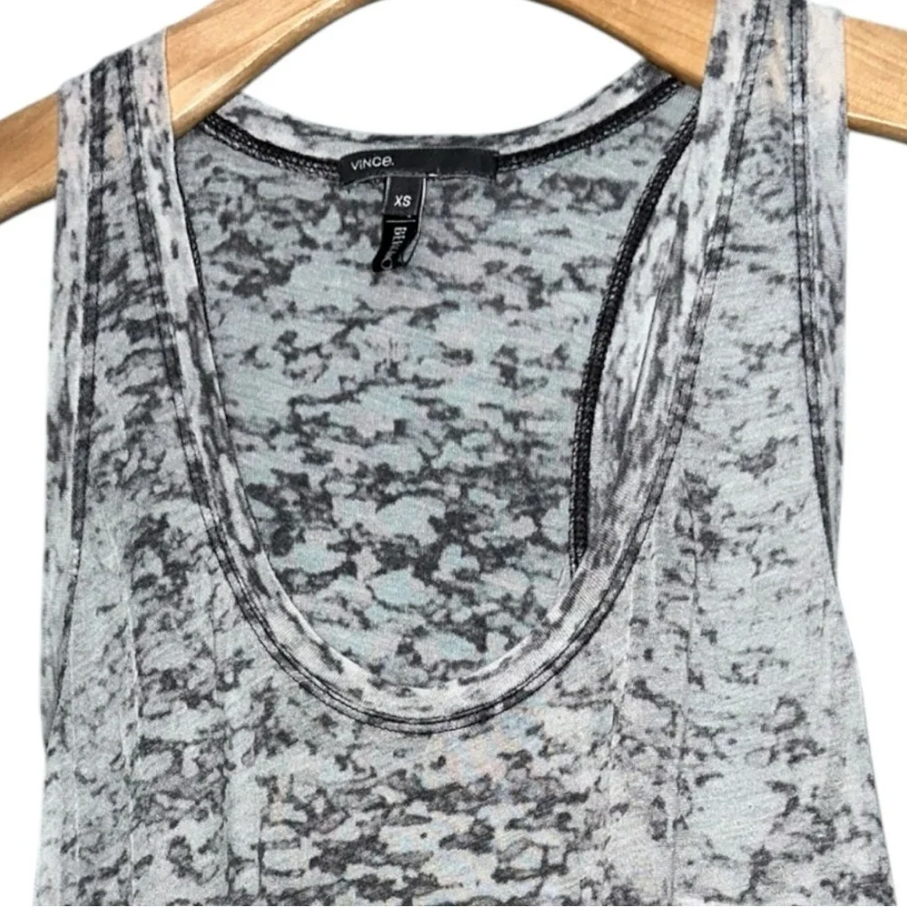 Vince Bergdorf Goodman Women’s Sz XS White Black Vintage Burnout Racerback Tunic - Picture 3 of 7